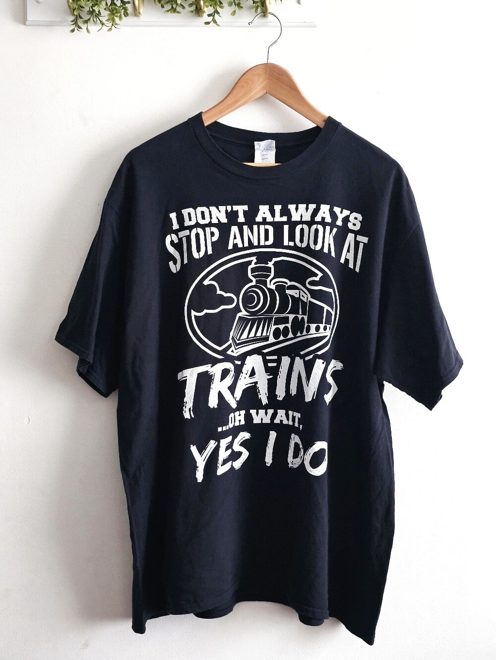 Train Enthusiast Graphic TShirt Black I Don't Always Stop And Look At Trains 2XL